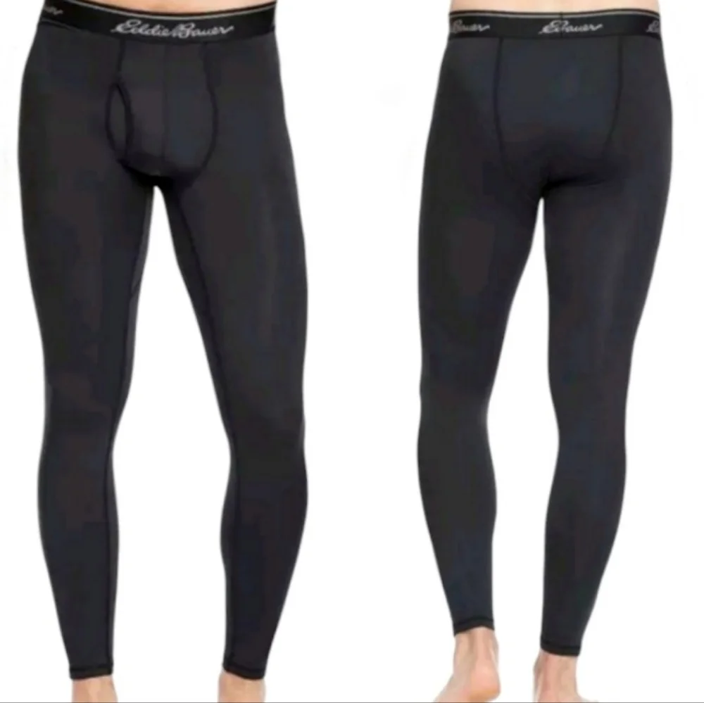 EDDIE BAUER Base Layer Tights Black Midweight Running Leggings XL